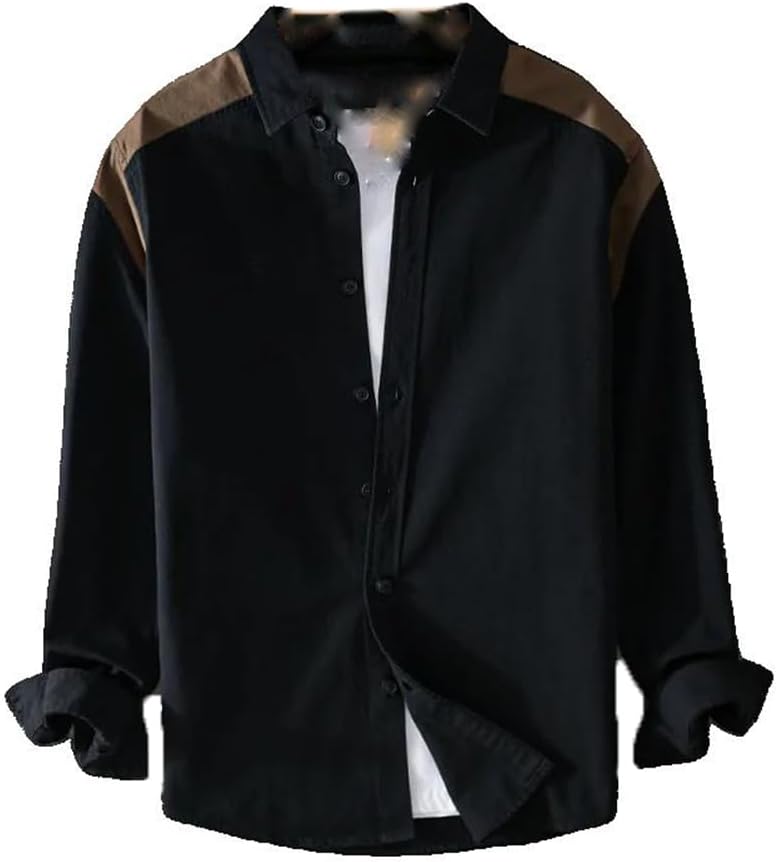 Spring Autumn ' Patchwork Long Sleeve Fashion Casual Youth Lapel Simple Blouses - Image 2