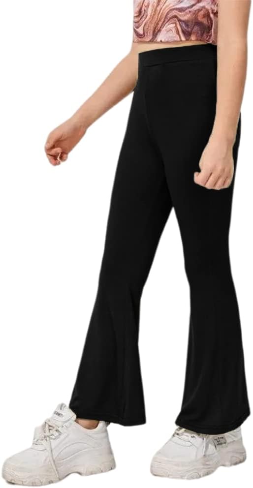 Kids Casual High Waisted Flare Pants for Girls Cute Workout Dancing Yoga Bell Bottoms Leggings - Image 2