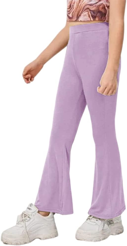Kids Casual High Waisted Flare Pants for Girls Cute Workout Dancing Yoga Bell Bottoms Leggings - Image 2