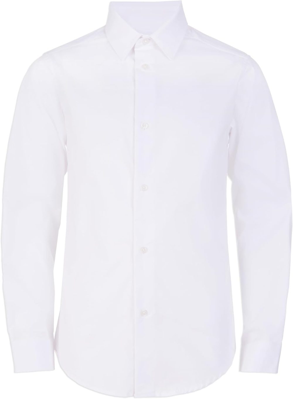 Boys' Long Sleeve Slim Fit Dress Shirt, Style with Buttoned Cuffs & Shirttail Hem