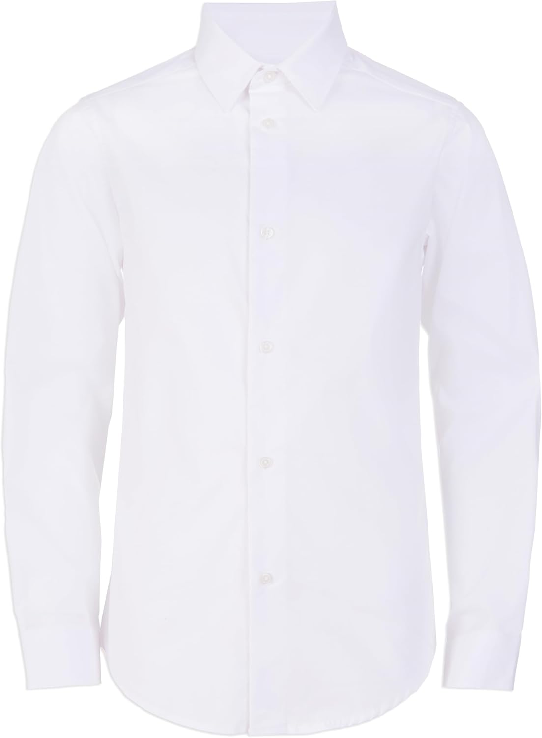 Boys' Long Sleeve Slim Fit Dress Shirt, Style with Buttoned Cuffs & Shirttail Hem