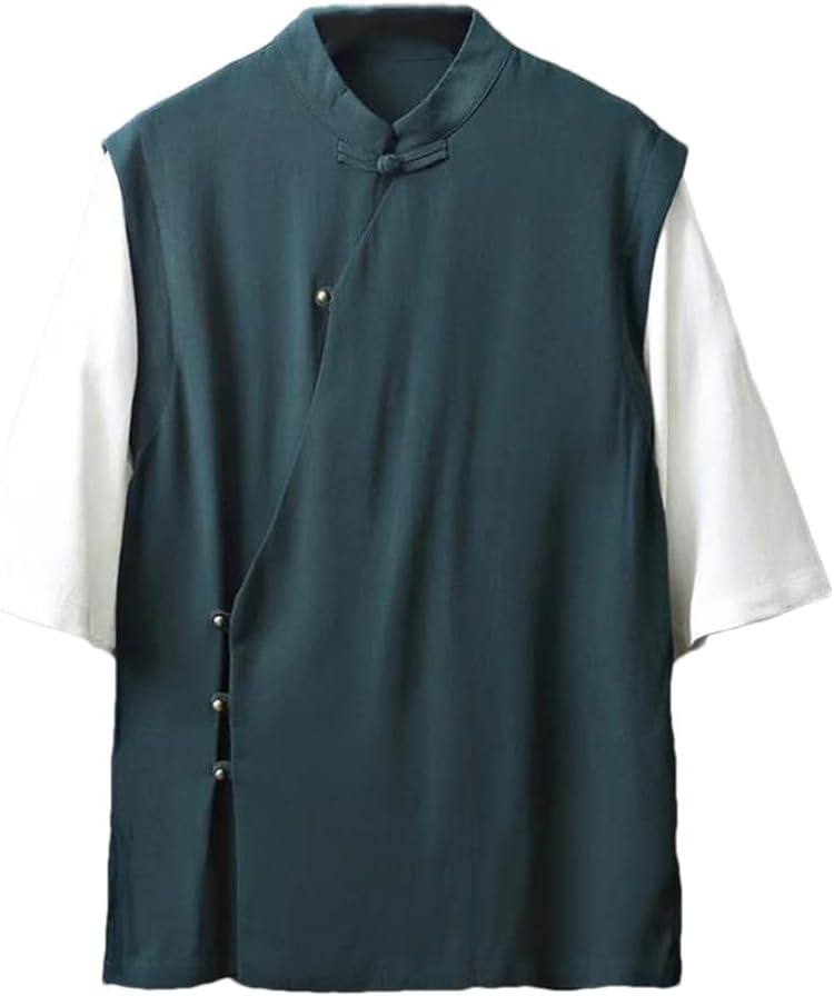 Fake Two-Piece Shirt Button-Down Short-Sleeved Contrasting Retro Loose Plus Size Top