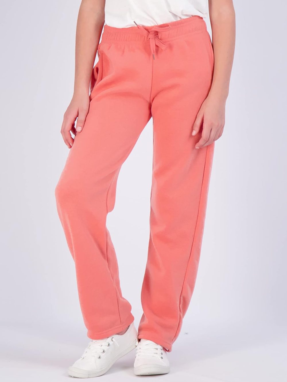 3 Pack: Girls' Fleece Open Bottom Soft Athletic Performance Casual Sweatpants(Ages 7-16) - Image 2