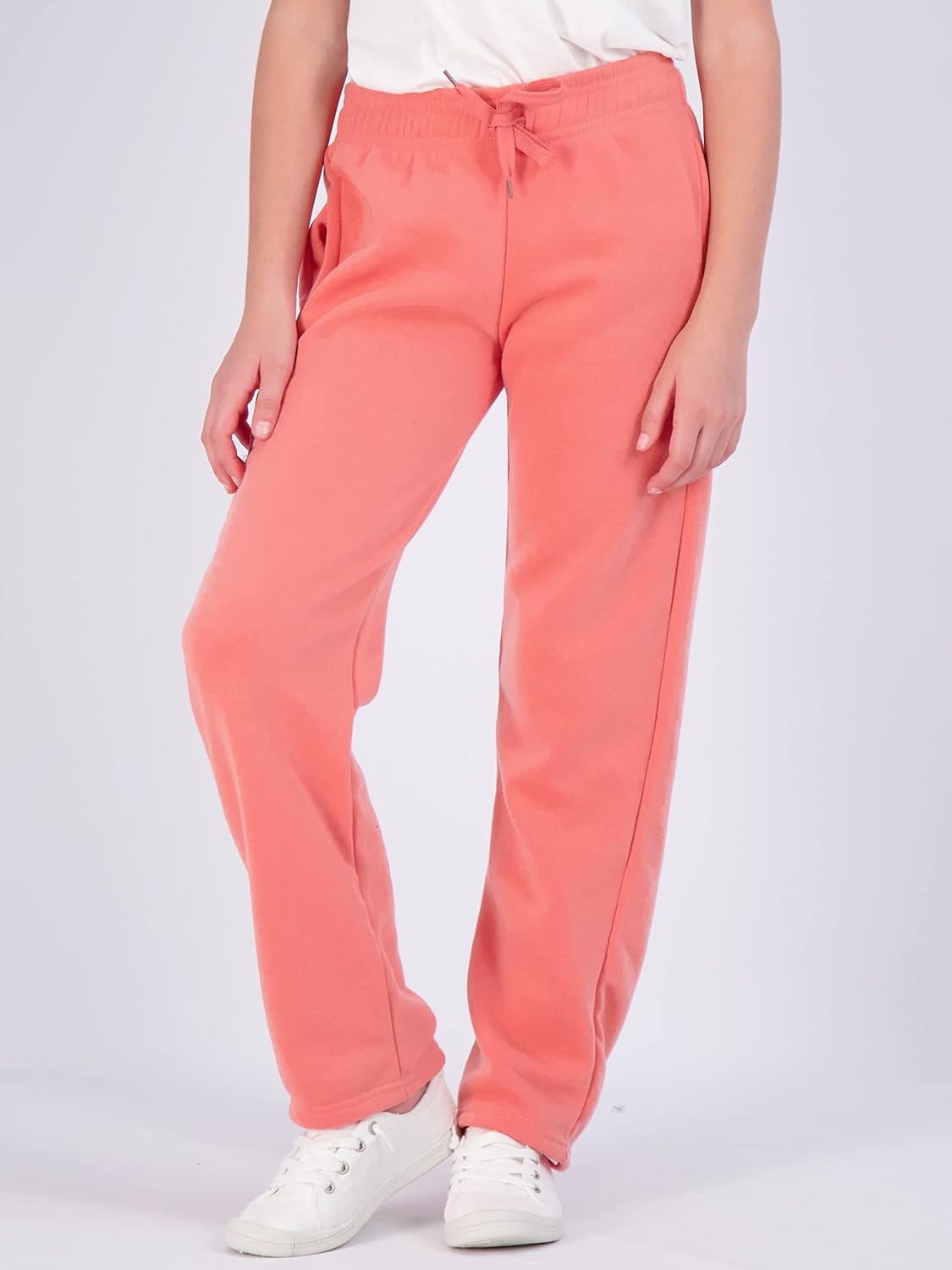 3 Pack: Girls' Fleece Open Bottom Soft Athletic Performance Casual Sweatpants(Ages 7-16) - Image 2