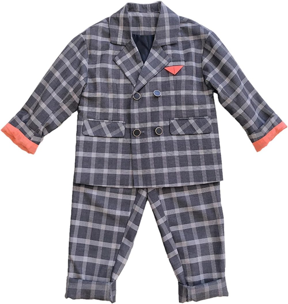 Boy's Checked Suit Two Pieces Double Breasted Buttons Notch Lapel Tuxedos for Leisure/Dinner
